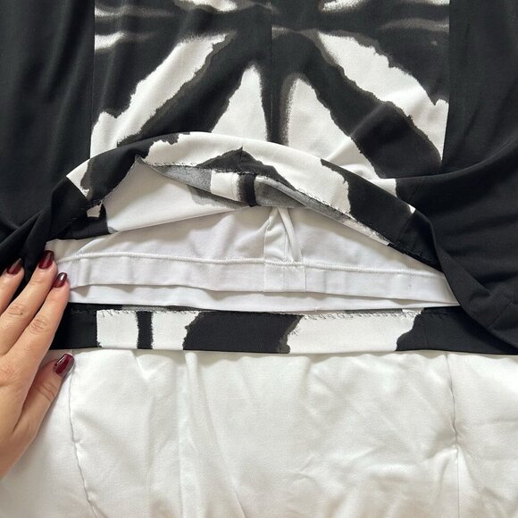 Cache Dress Womens 10 Black White Contrast Midi Sheath Sleeveless Business Y2K - Picture 8 of 9